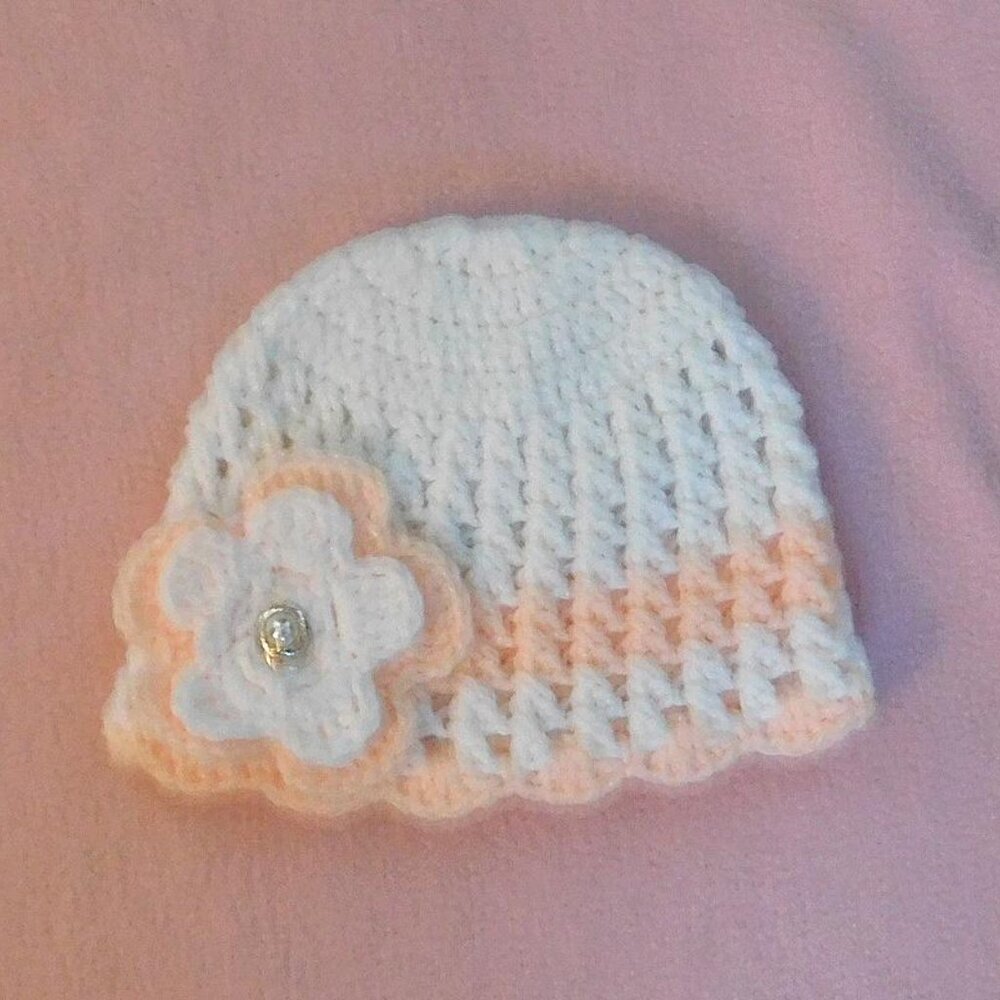 Crochet Baby Dress Handmade, Fits 0-3 Month, Baby Shower Gift, Flower Dress - Picture 3 of 9